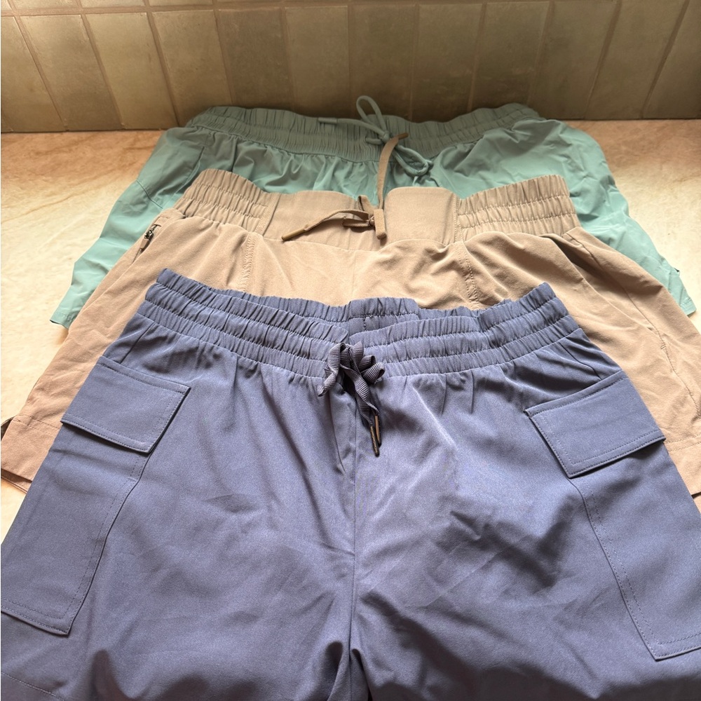 RBX Women's Cargo Drawstring Shorts - Blue, Tan, Mint